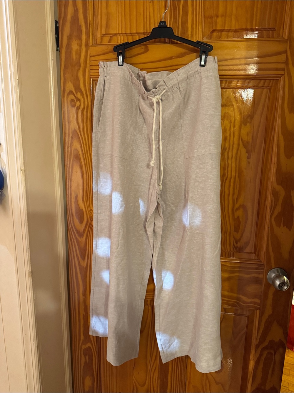 Calypso St. Barth Light Gray Drawstring Wide-Leg pants